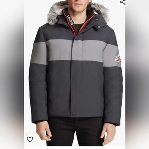 NWT VRY WRM Mens Polar Oxford Snorkel hooded black gray Sherpa Coat jacket XXL